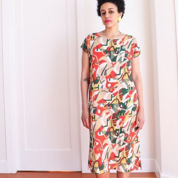 GRAVEL & GOLD forti dress in rhythm print - Picture 1 of 10